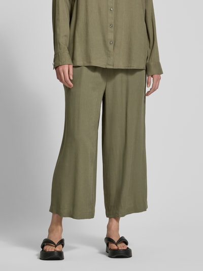 Pieces Loose Fit Culotte aus Viskose-Leinen-Mix Modell 'PIA' Khaki 4