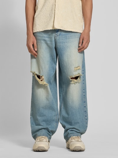 REVIEW Super Baggy Fit Jeans aus reiner Baumwolle im Destroyed-Look Hellblau 4