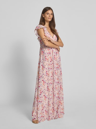 Jake*s Cocktail Maxikleid mit Volants und Taillenband Apricot Melange 1