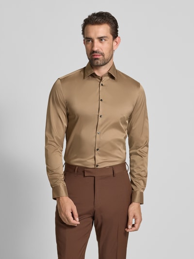 Jake*s Slim Fit Business-Hemd mit Kentkragen Dunkelbraun 4