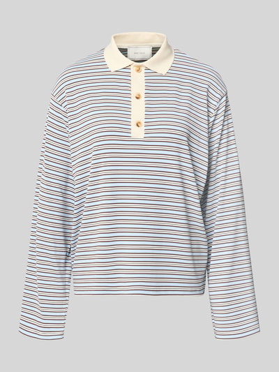 Produktfoto, Relaxed Fit Poloshirt in langärmeligem Design von Neo Noir mit feinen Streifen, elastischem Material-Mix, Polokragen, Rückenlänge 62 cm bei Größe 36