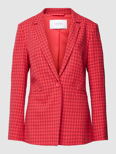 comma Casual Identity Blazer met pied-de-poule-motief Koraal - 2