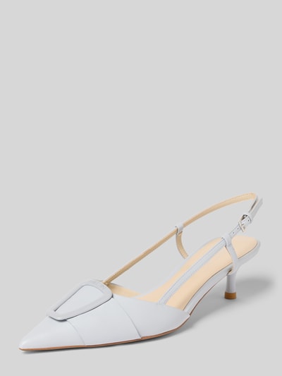 Produktfoto, Pumps aus echtem Leder mit Logo-Detail von Marc Cain Bags & Shoes in lichtgrijs met siergarnering, open hiel, gladde zool, hakhoogte maat 40: 5 cm, schachtbreedte maat 40: 6 cm