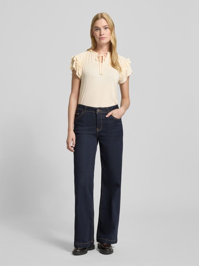 Zero T-shirt z falbanami i wiązaniem Écru 1