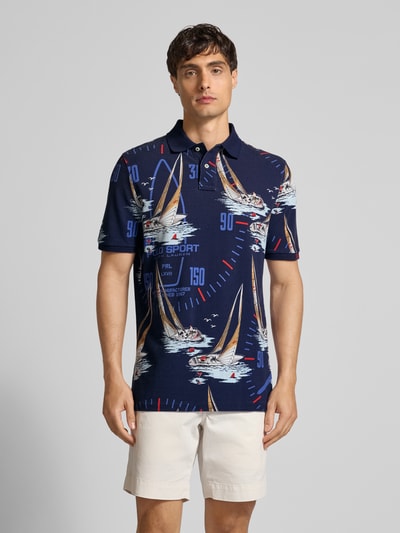 Polo Ralph Lauren Slim Fit Poloshirt im Allover-Look Marine 4