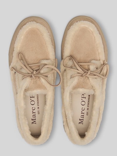 Marc O'Polo Loafers met lamswollen voering van runder suède Taupe - 5