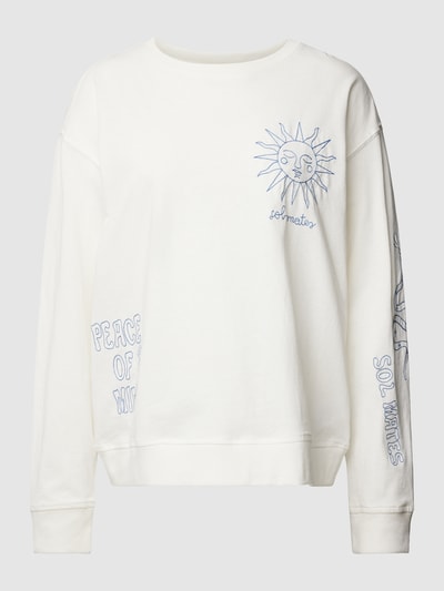 Jake*s Casual Longsleeve aus Baumwolle mit Statement-Stitching Offwhite 2