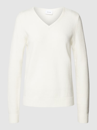 Vila Strickpullover mit V-Ausschnitt Modell 'Viril' Offwhite 2