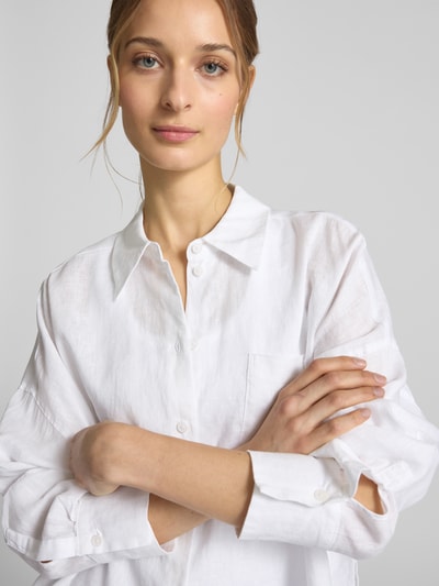 Drykorn Relaxed fit linnen blouse met borstzak, model 'NAMIDA' Wit - 3