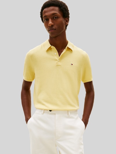 Tommy Hilfiger Regular Fit Strick-Poloshirt aus reiner Baumwolle GELB 4
