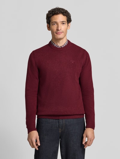 Barbour Pullover aus Woll-Seide-Mix mit Rundhalsausschnitt Modell 'TISBURY' Bordeaux 4