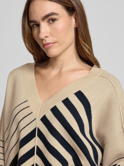 BOSS Sweter o kroju oversized z dzianiny z mieszanki żywej wełny i kaszmiru model ‘FUDALI’ Beżowy melanż 3