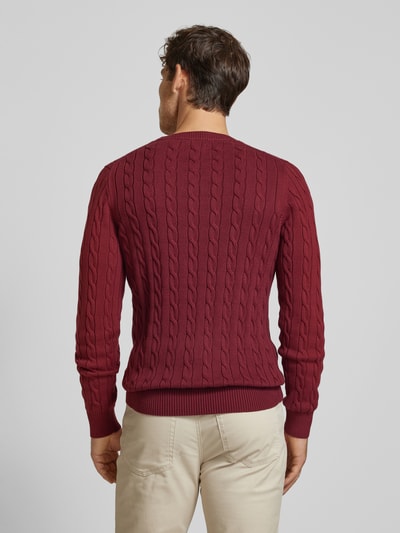 Gant Strickpullover mit Rundhalsausschnitt Bordeaux 5