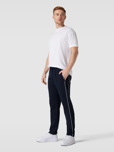 BOSS Sweatpants met contrastpaspels, model 'Lamont' Marineblauw - 1