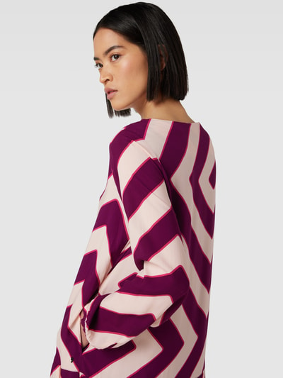 comma Knielange jurk van viscose met all-over motief Bordeaux - 3