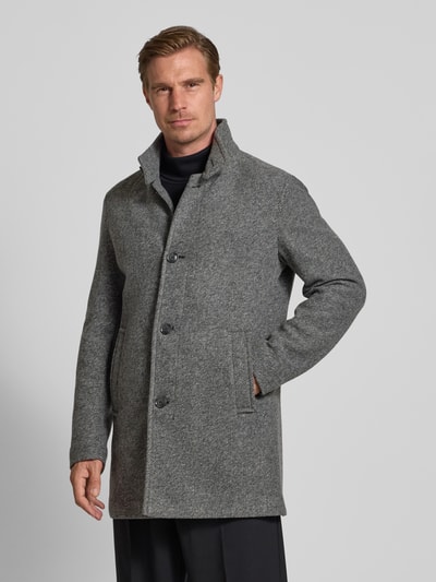 Strellson Regular fit lange jas met wol, model '11 FYNN' Zilver - 4