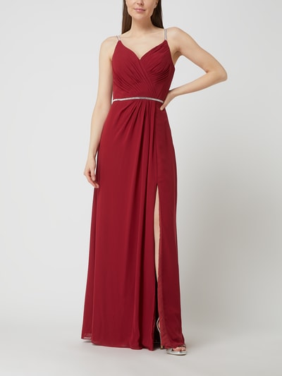 Luxuar Abendkleid mit Ziersteinen Kirsche 1