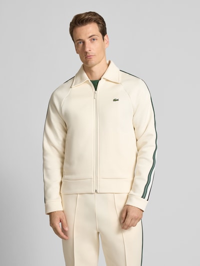 Lacoste Bluza rozpinana o kroju regular fit z mieszanki bawełny Złamany biały 4