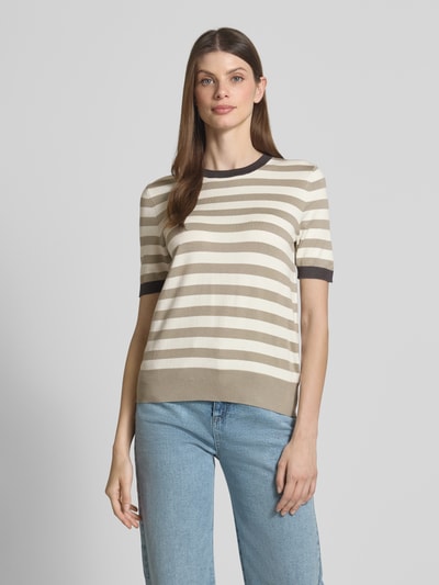 Jake*s Casual Gebreid shirt van viscosemix met streepmotief Kit - 4