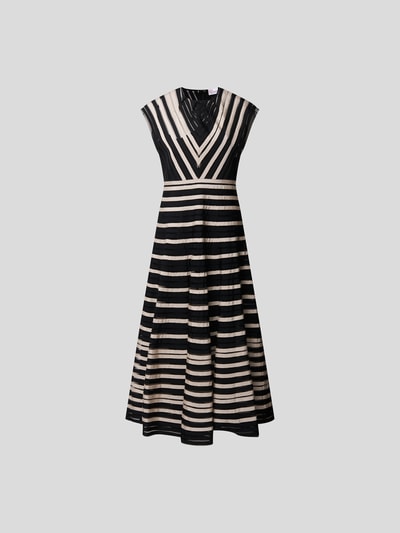 RED Valentino Maxikleid mit Streifenmuster Schwarz 2