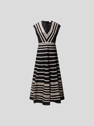 RED Valentino Maxikleid mit Streifenmuster Black 2