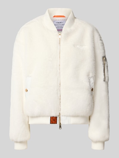 Original Bombers Bomberjacke aus Kunstfell mit Zweiwege-Reißverschluss Weiss 2