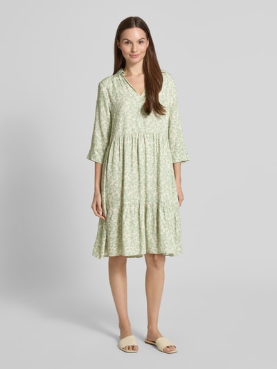 OPUS Knielange jurk in laagjeslook, model 'Walari' Lichtgroen gemêleerd - 4
