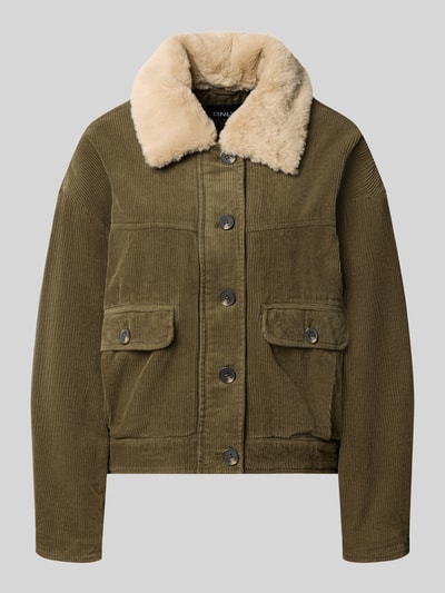 ONLY Regular Fit Bomberjacke mit Teddy-Umlegekragen Modell 'MARTA' Oliv 1