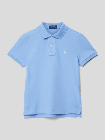Polo Ralph Lauren Teens Koszulka polo o kroju slim fit z fakturowanym wzorem Bleu 1