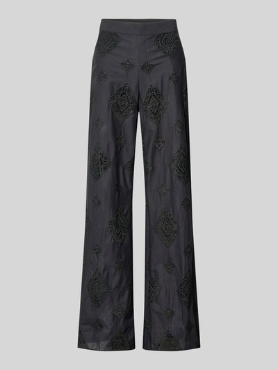 Produktfoto, Hose aus Baumwolle mit Häkelspitze Modell 'MIKE' von Bash, schwarze Damen Hose, Flared-Cut, grafische Spitze, Reine Baumwolle