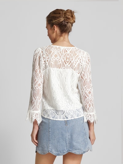 YAS Blouse met kant en V-hals Offwhite - 5