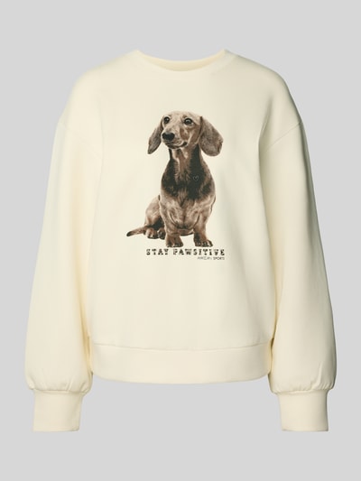 Marc Cain Sweatshirt met ribboorden Ecru - 2