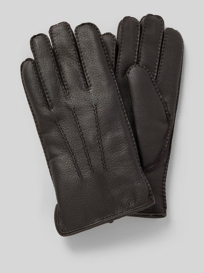 Akaroa Rękawiczki ze skórą jagnięcą model ‘BEN’ Ciemnobrązowy 1