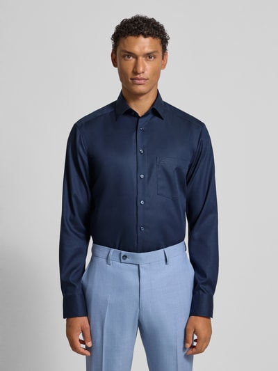 OLYMP Regular fit zakelijk overhemd van puur katoen Marineblauw - 4