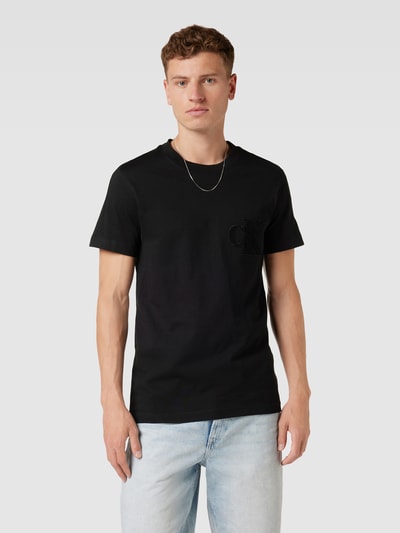 Calvin Klein Jeans T-Shirt mit Label-Detail Modell 'CHENILLE' Black 4