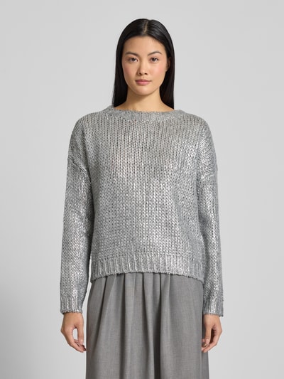 Rich & Royal Strickpullover mit Rundhalsausschnitt Silber 4