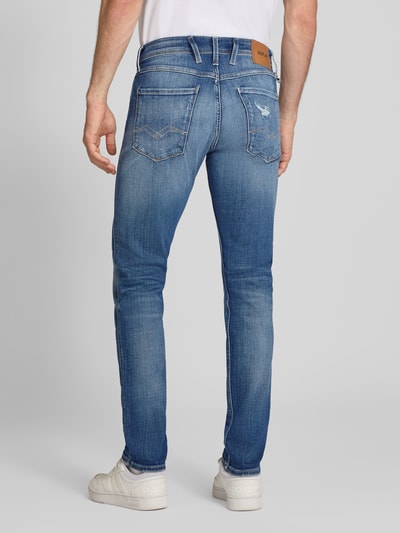 Replay Slim Fit Jeans im Used-Look Modell 'Anbass' Dunkelblau 5