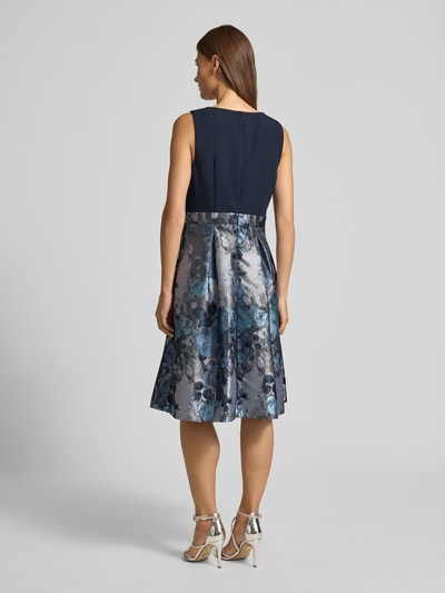 Christian Berg Cocktail Knielanges Cocktailkleid mit Taillenpasse Marine Melange 5