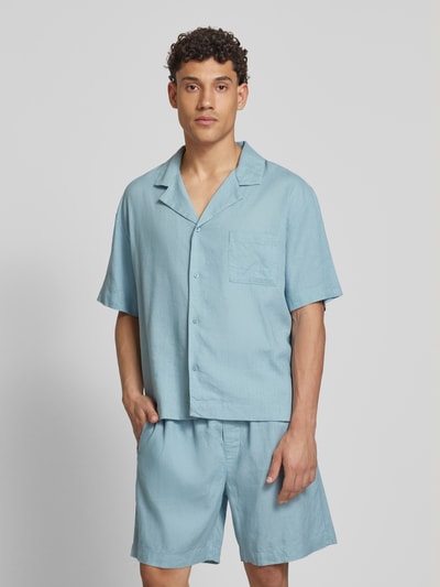Calvin Klein Underwear Relaxed Fit Pyjama-Oberteil aus Leinen-Lyocell-Mix Eisblau 4