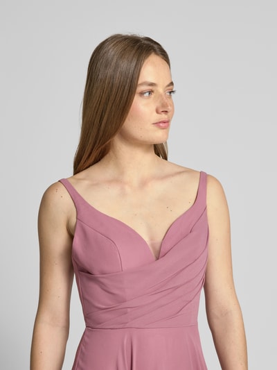 Laona Abendkleid mit Raffungen und V-Ausschnitt Altrosa 3