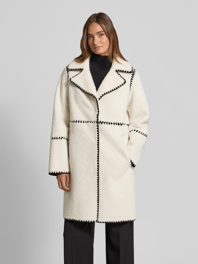 Beaumont Amsterdam Płaszcz z polaru z haftami i wpuszczanymi kieszeniami Złamany biały 4