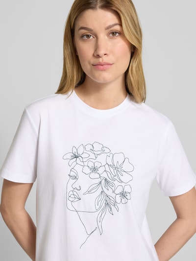 Vila T-shirt met motiefprint, model 'NORA' Offwhite - 3