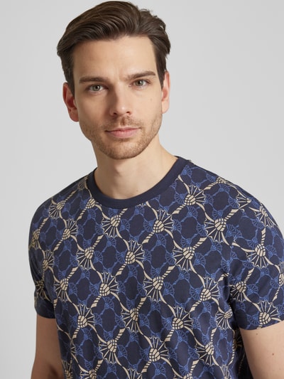 JOOP! Collection T-shirt met all-over motief, model 'Bartek' Marineblauw - 3