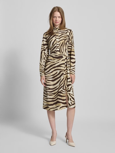 Lauren Ralph Lauren Midikleid mit Allover-Animal-Print Modell 'Jaybin' Mittelbraun Mel 4