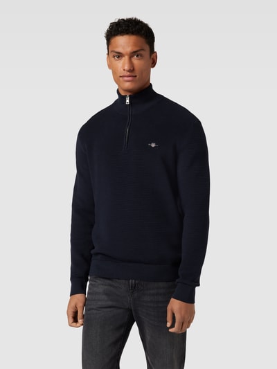 Gant Gebreide pullover met structuurmotief Marineblauw - 4