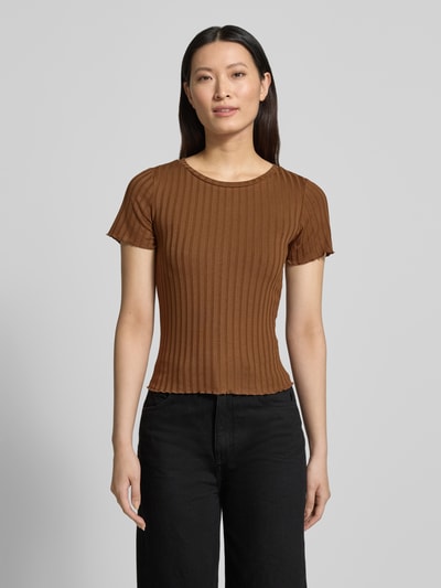 Rich & Royal T-Shirt aus Viskose-Mix mit Rundhalsausschnitt Cognac 4