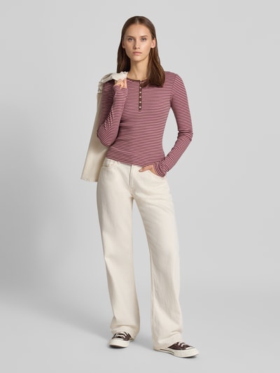 REVIEW Bluzka z długim rękawem z kołnierzem henley Różowawy 1