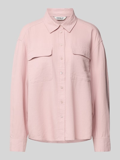 Only Bluzka koszulowa o kroju oversized z mieszanki lnu model ‘CARO’ Różowy 2