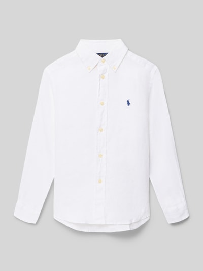Polo Ralph Lauren Kids Regular Fit Freizeithemd aus reinem Leinen Weiss 1