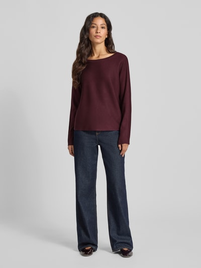 comma Gebreide pullover met ronde hals Bordeaux - 1